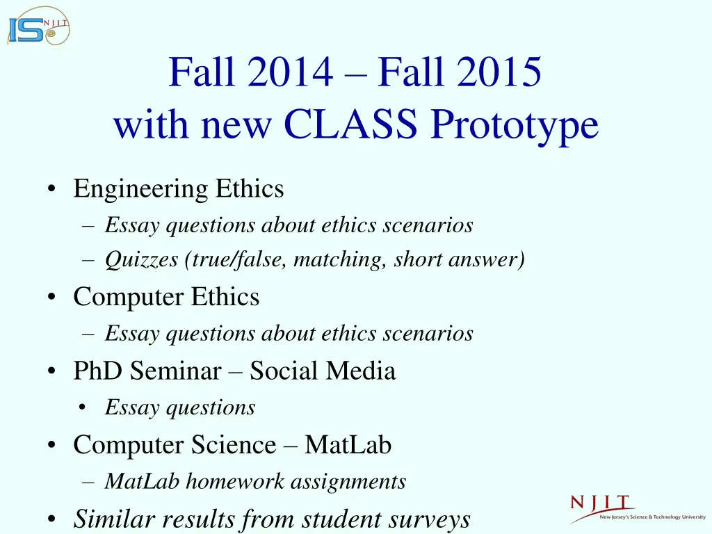 fall 2014 fall 2015 with new class prototype