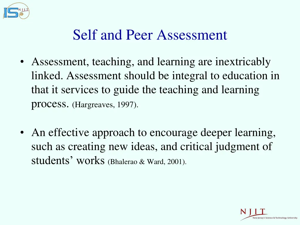 self and peer assessment