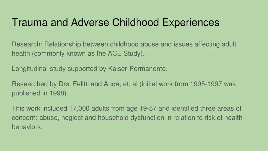 trauma and adverse childhood experiences