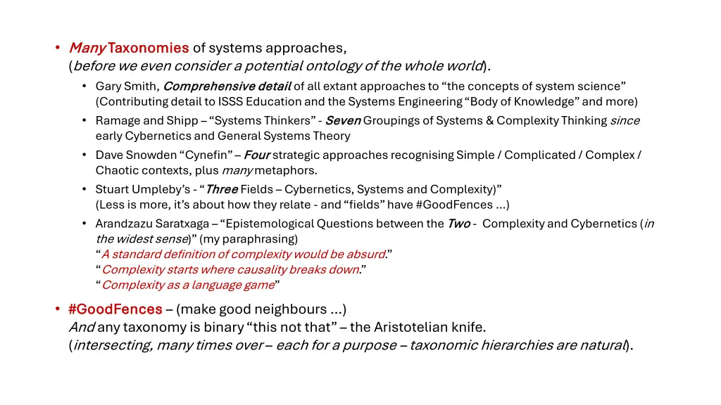 many many taxonomies taxonomies of systems