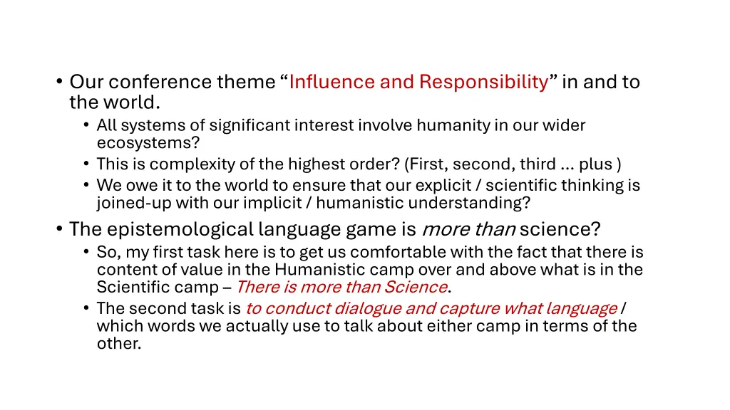 our conference theme influence and responsibility