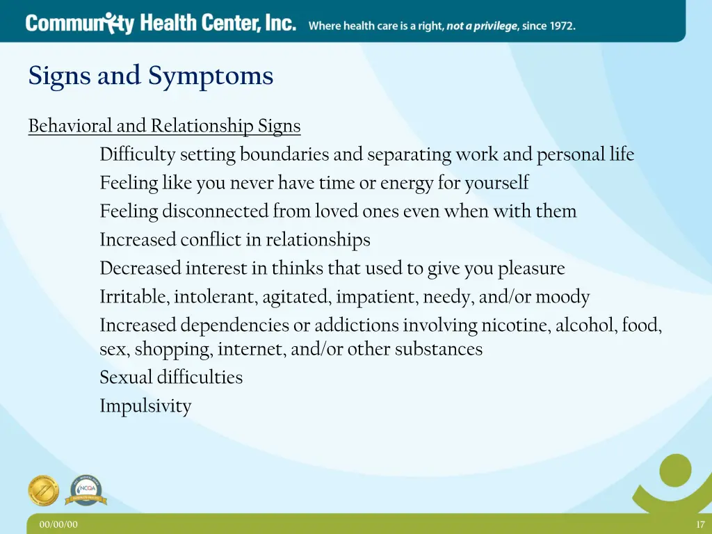 signs and symptoms 1