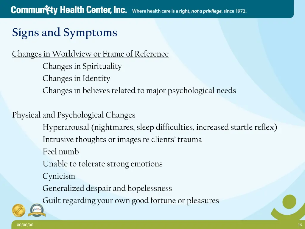 signs and symptoms