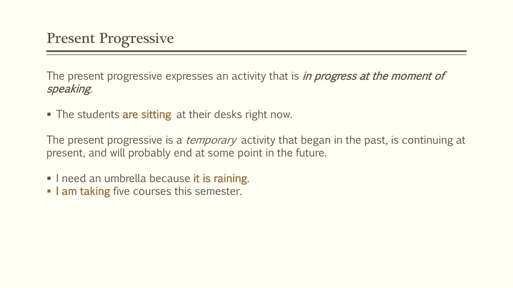 present progressive