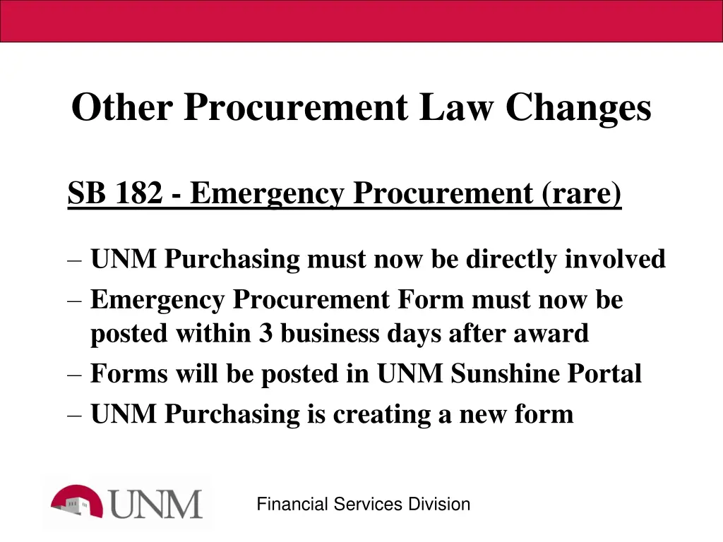 other procurement law changes