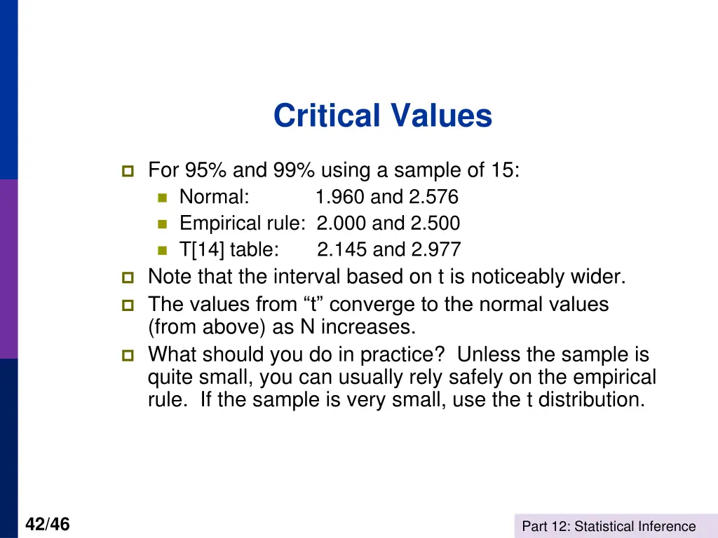 critical values