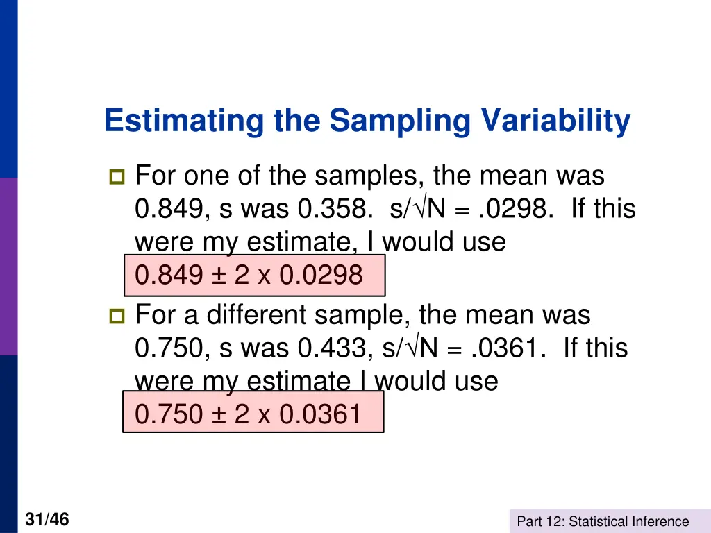 estimating the sampling variability