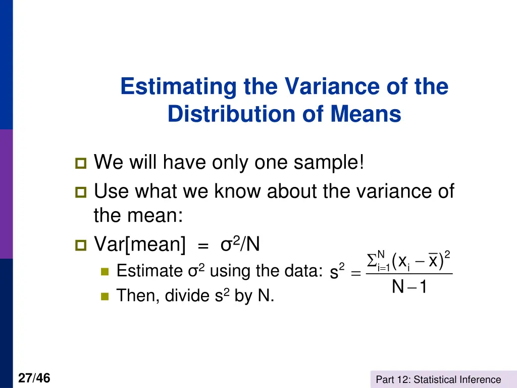 estimating the variance of the distribution