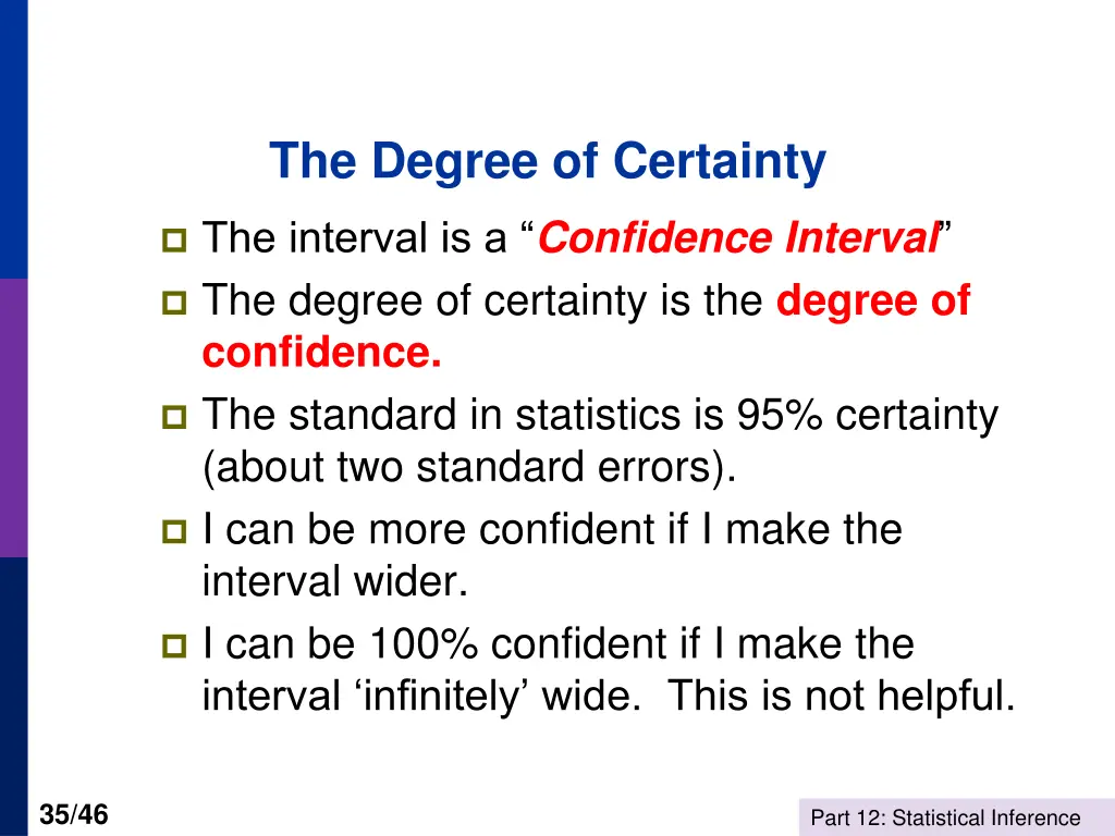the degree of certainty