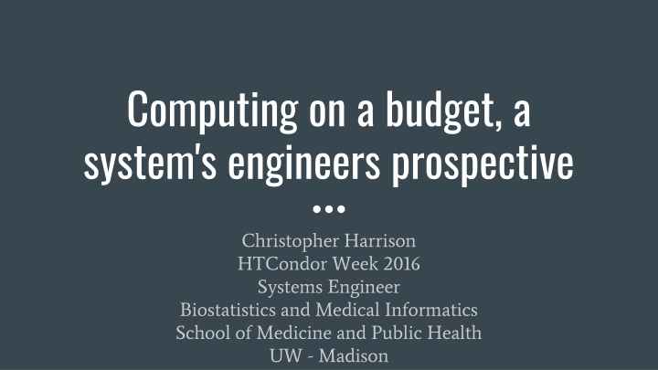 computing on a budget a system s engineers
