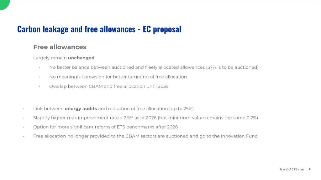 carbon leakage and free allowances ec proposal