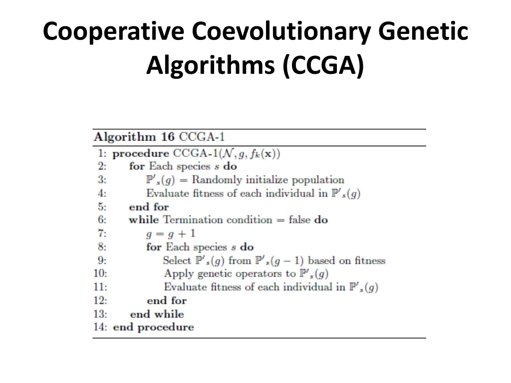cooperative coevolutionary genetic algorithms ccga