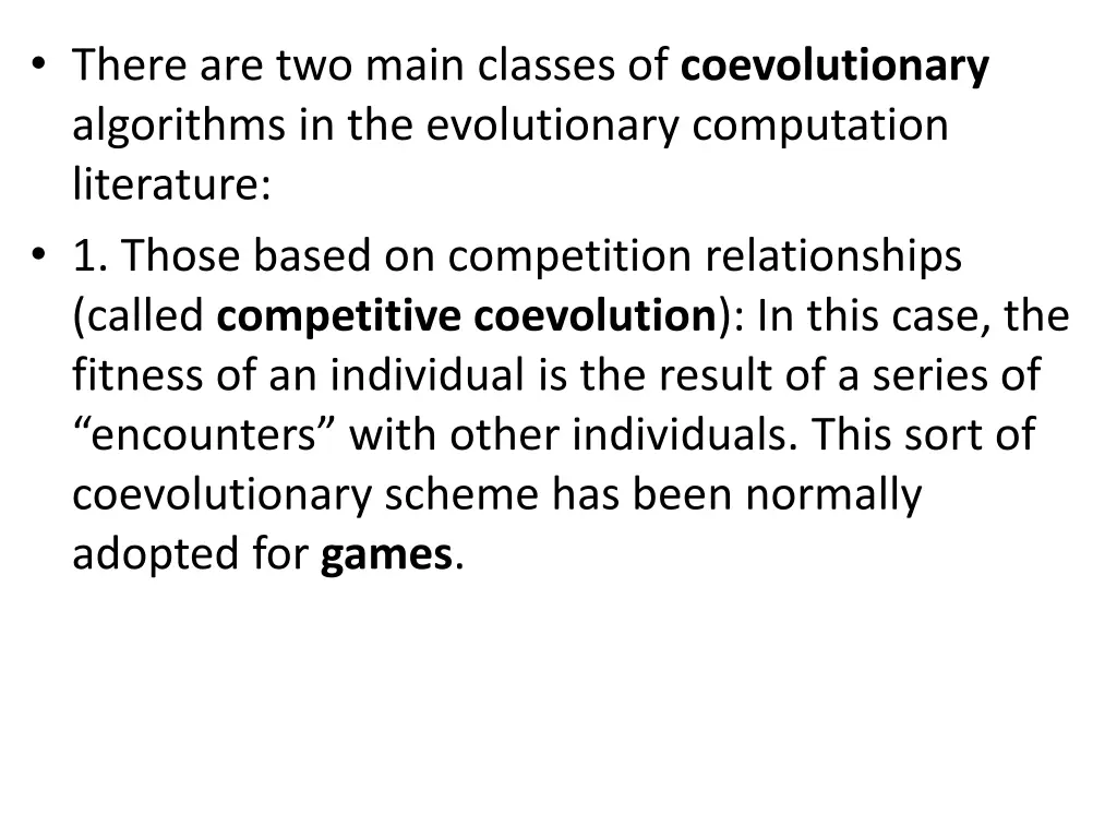 there are two main classes of coevolutionary