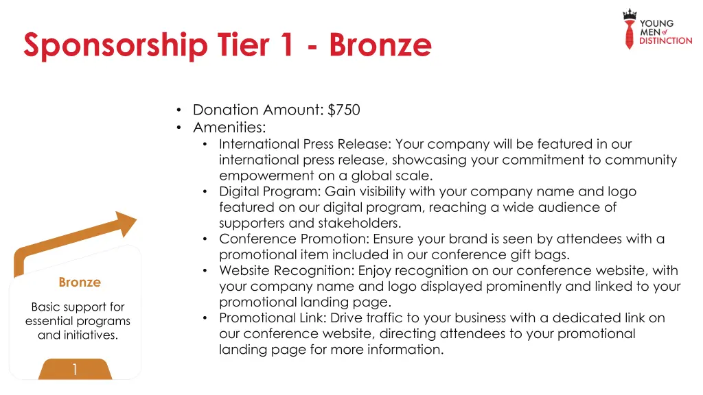 sponsorship tier 1 bronze