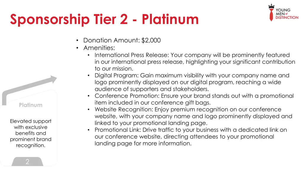 sponsorship tier 2 platinum