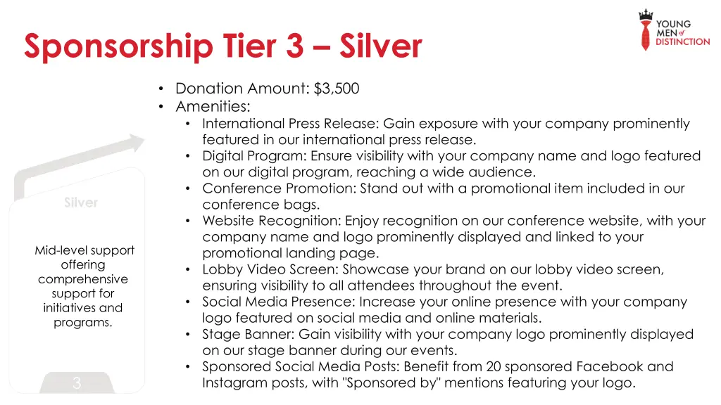 sponsorship tier 3 silver