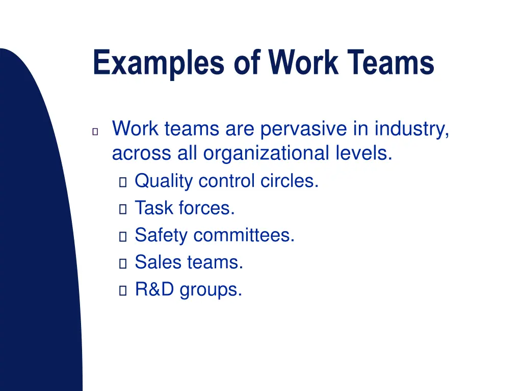 examples of work teams