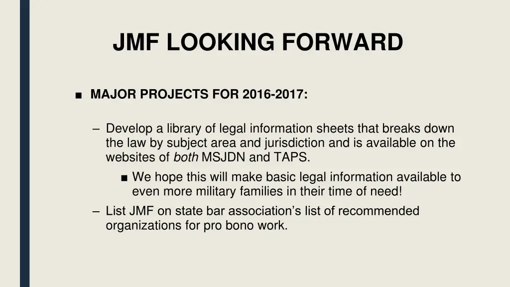 jmf looking forward