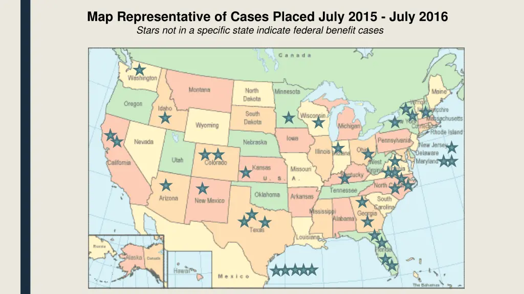 map representative of cases placed july 2015 july