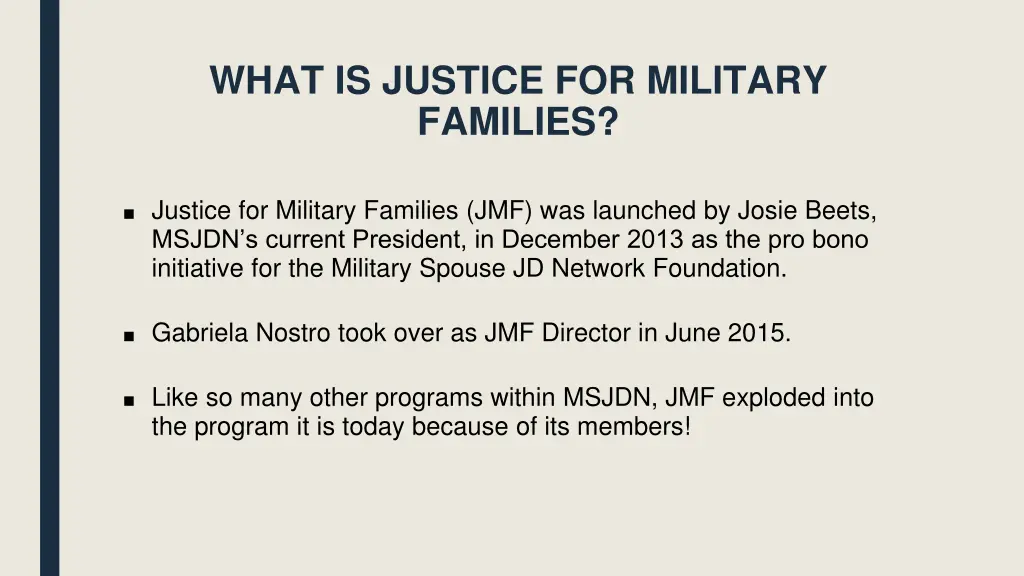 what is justice for military families
