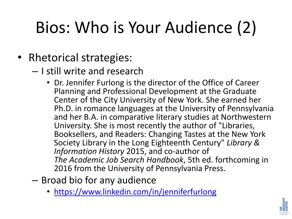 bios who is your audience 2