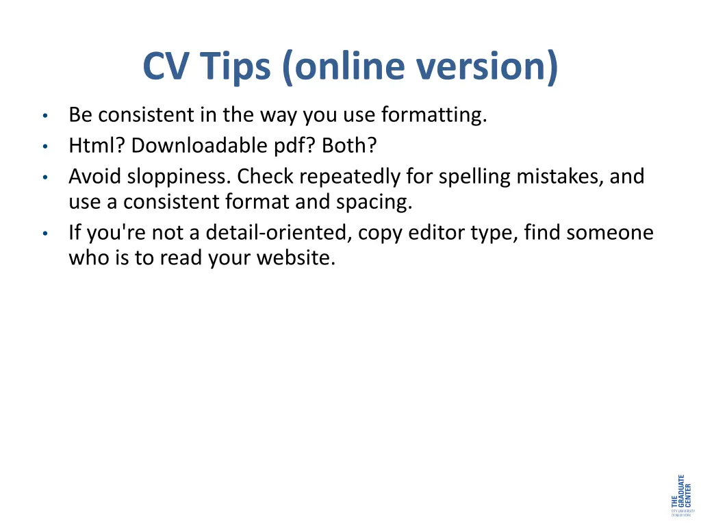 cv tips online version