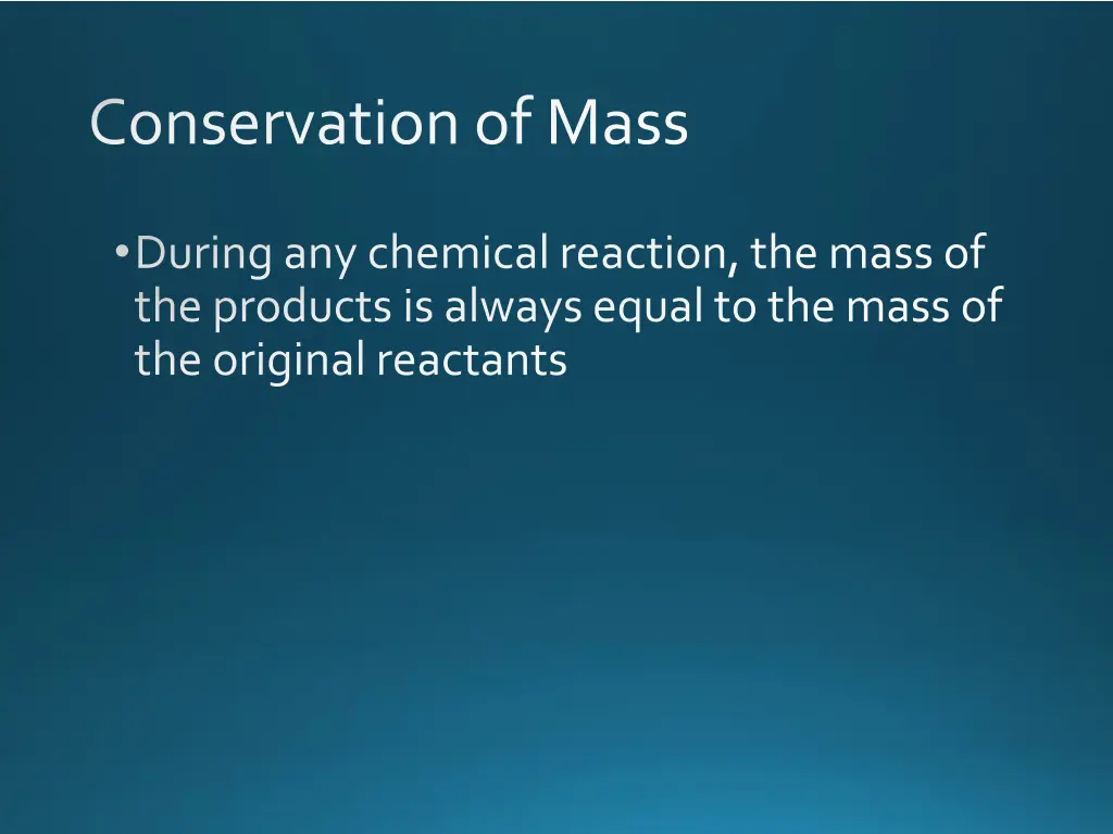 conservation of mass