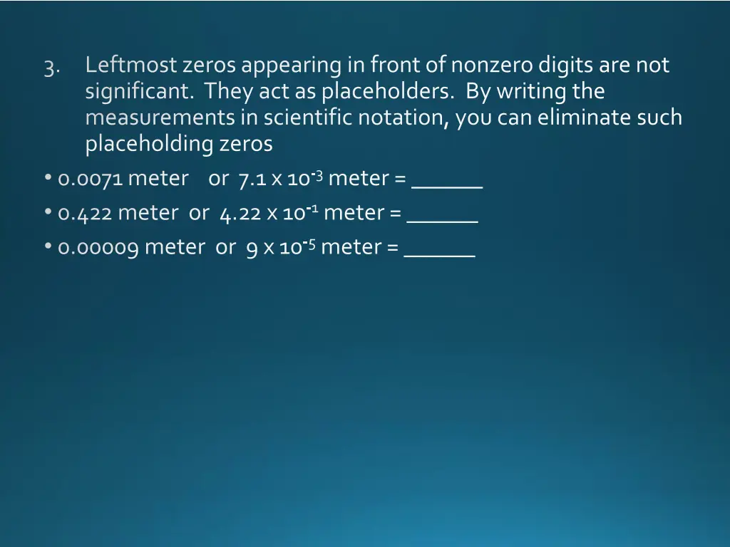 leftmost zeros appearing in front of nonzero