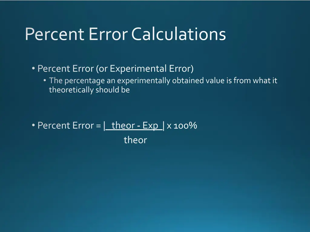 percent error calculations