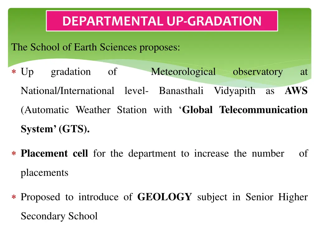 departmental up gradation