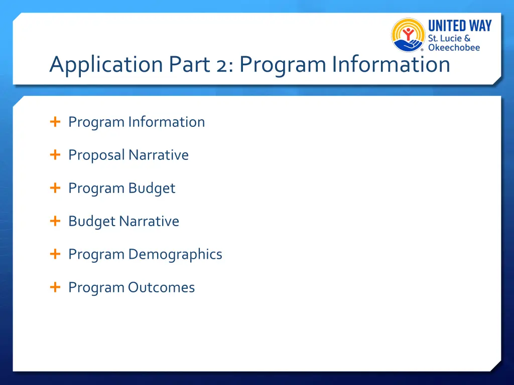 application part 2 program information
