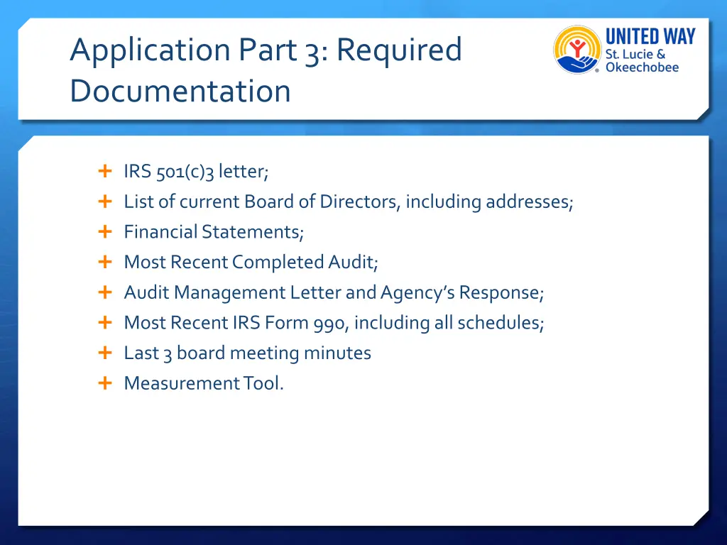 application part 3 required documentation
