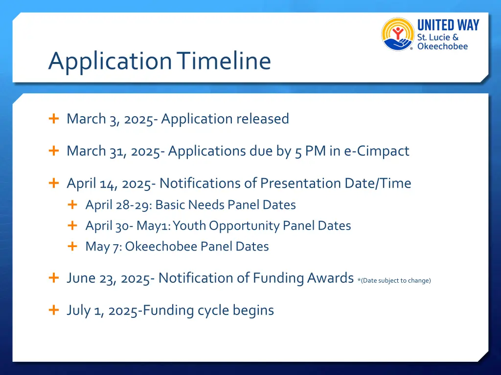 application timeline