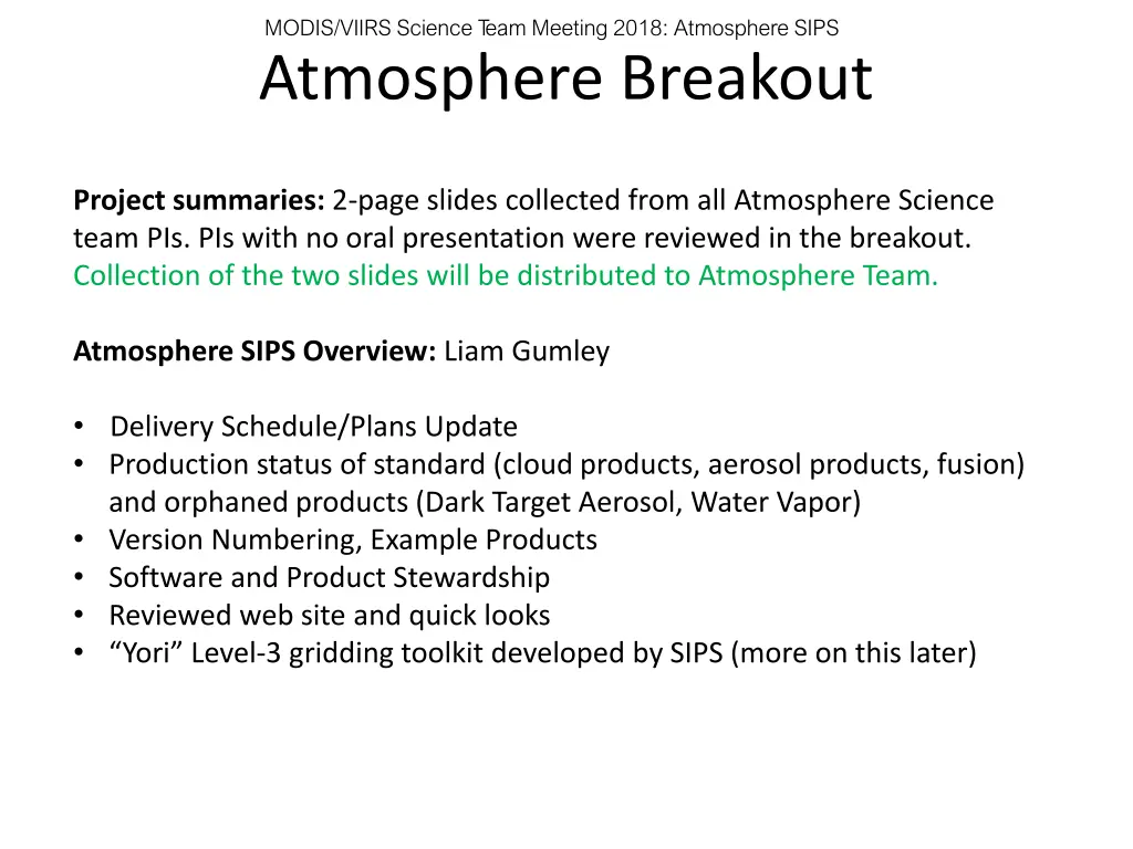 modis viirs science t eam meeting 2018 atmosphere 1