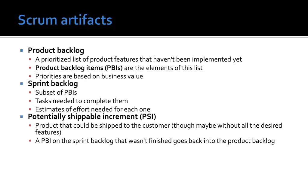 product backlog a prioritized list of product