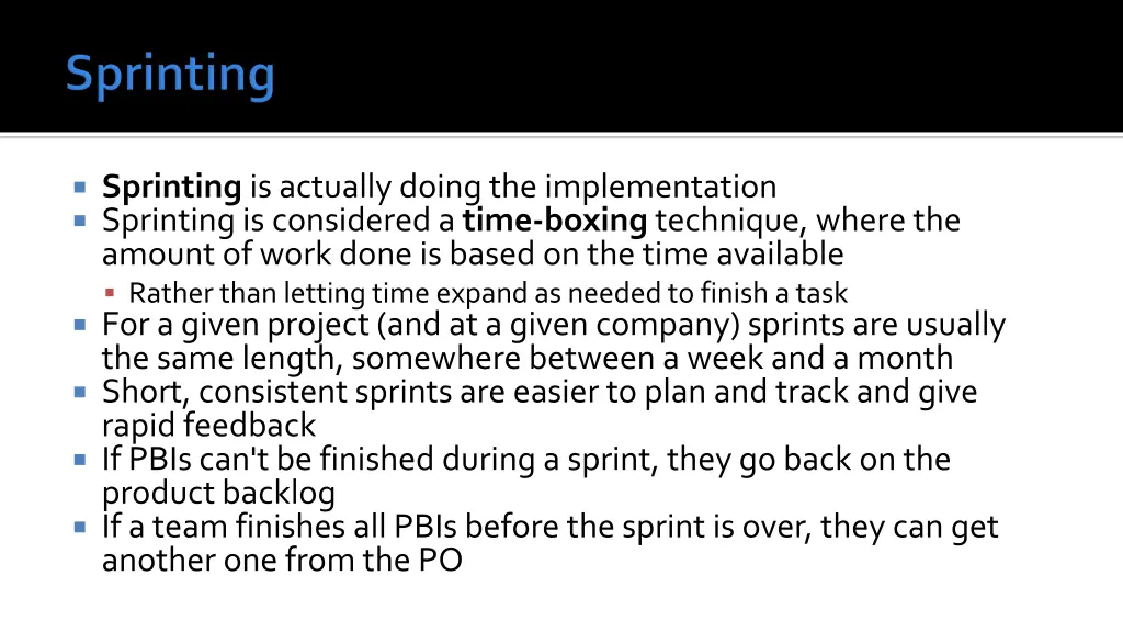 sprinting is actually doing the implementation