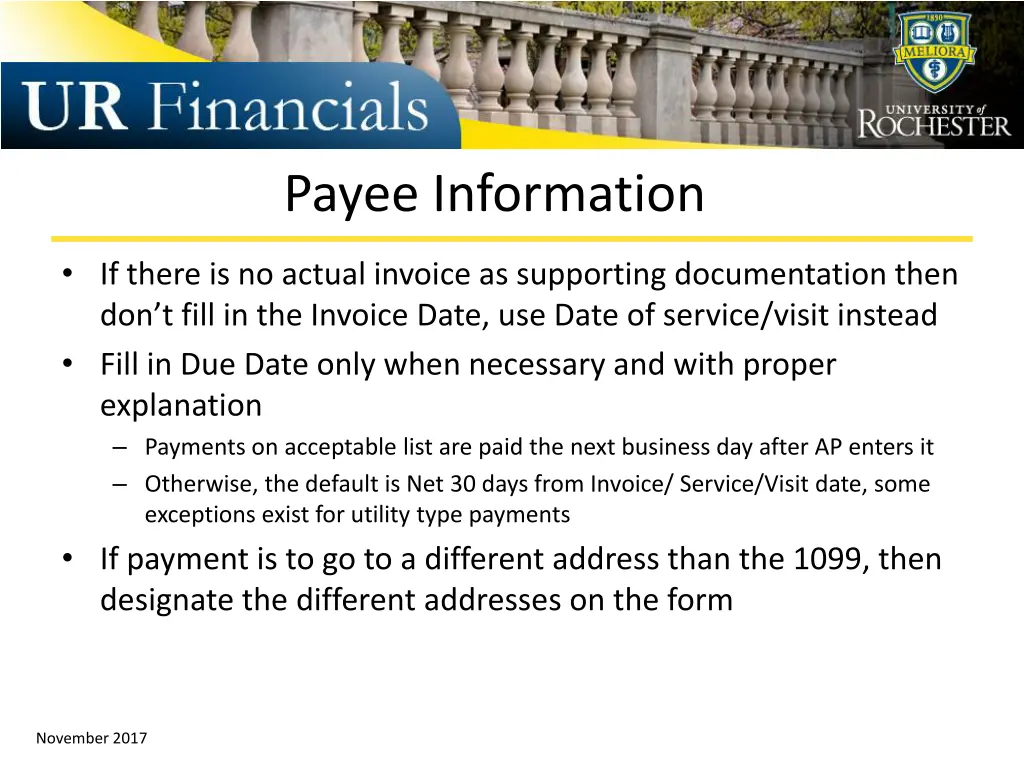 payee information