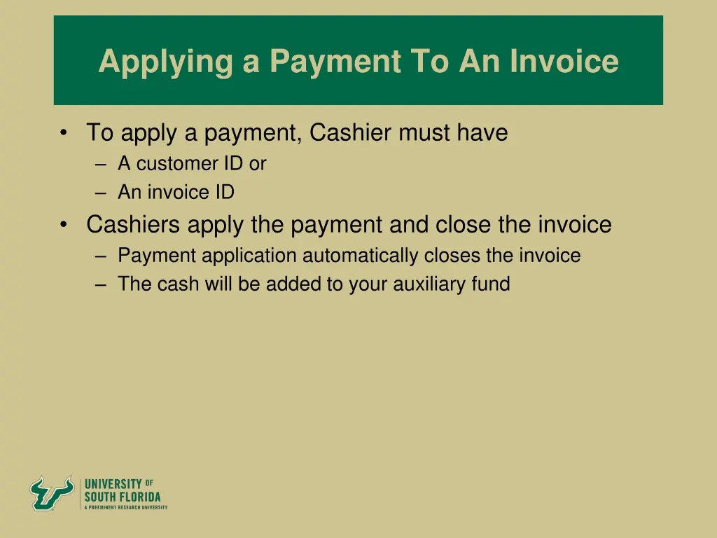applying a payment to an invoice