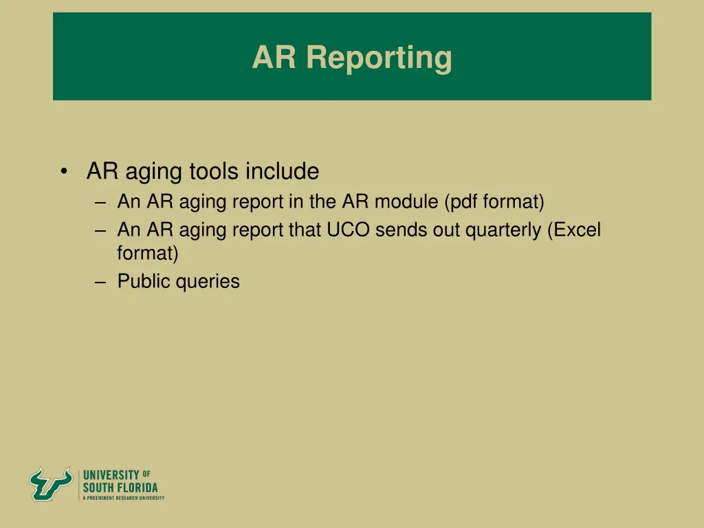 ar reporting