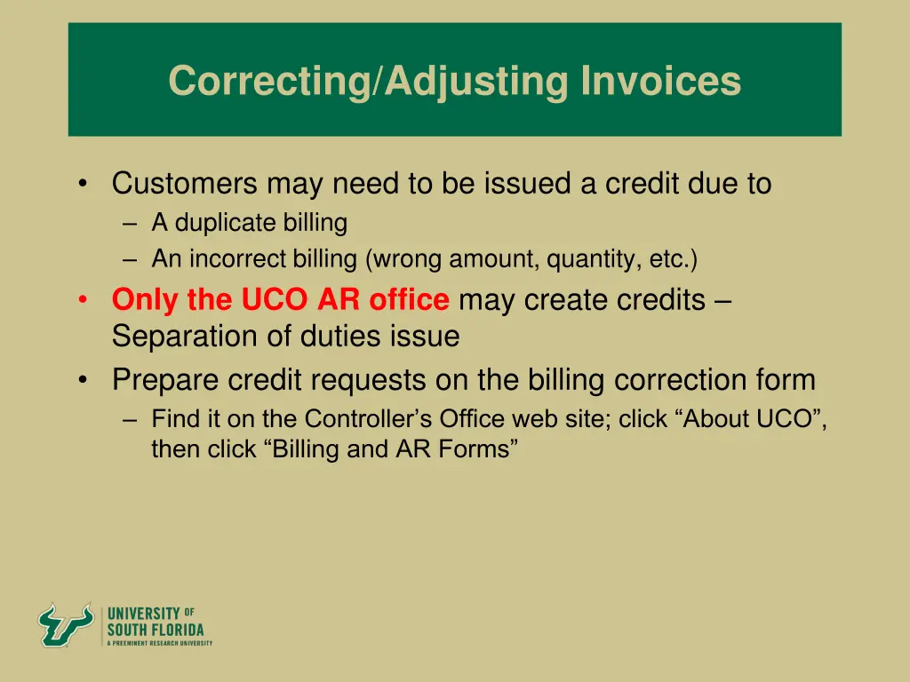 correcting adjusting invoices