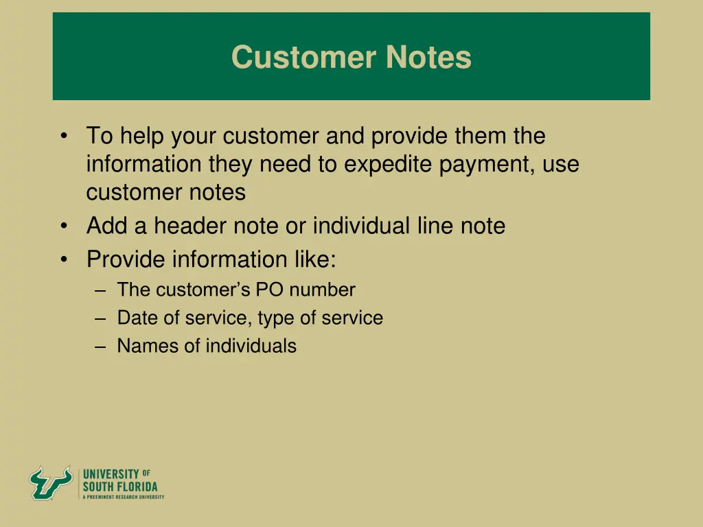 customer notes