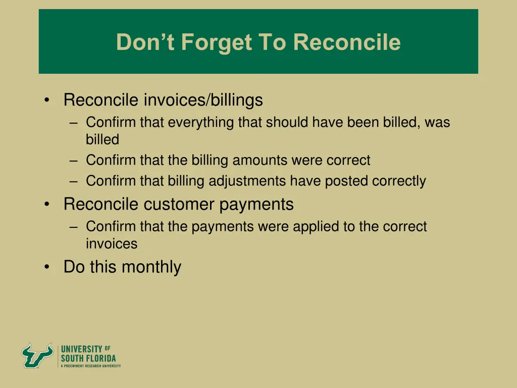 don t forget to reconcile