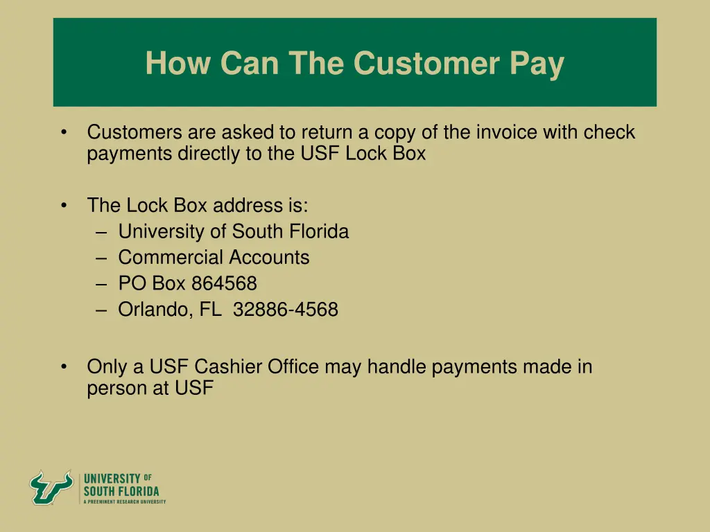 how can the customer pay