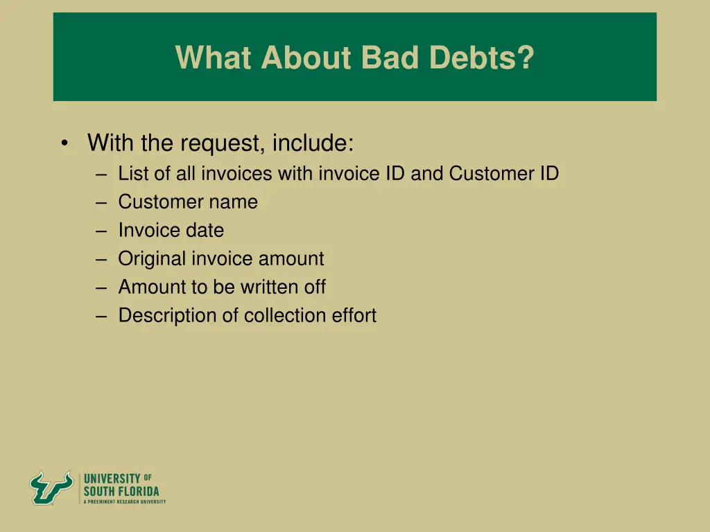 what about bad debts 1