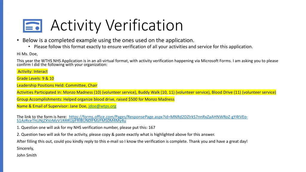 activity verification below is a completed