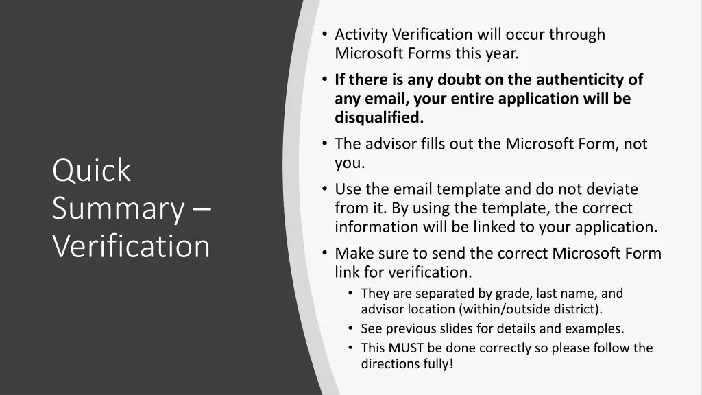 activity verification will occur through