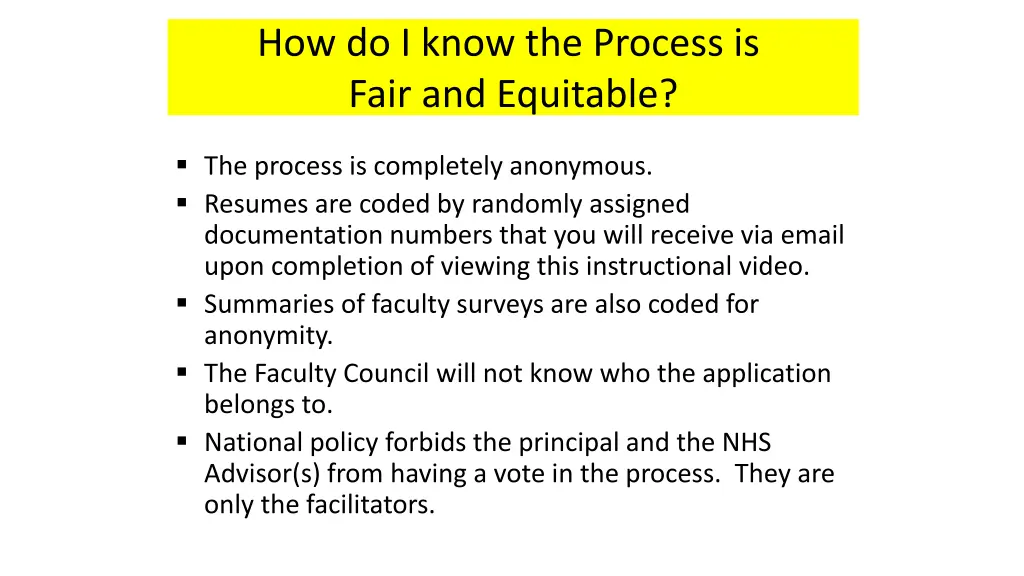 how do i know the process is fair and equitable