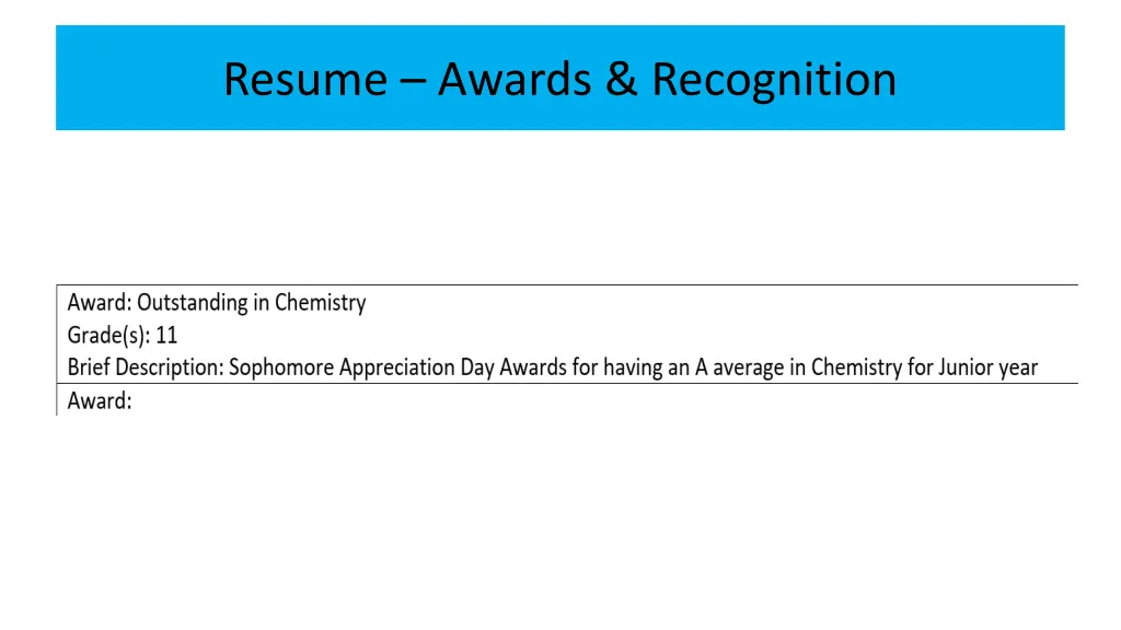 resume awards recognition 1