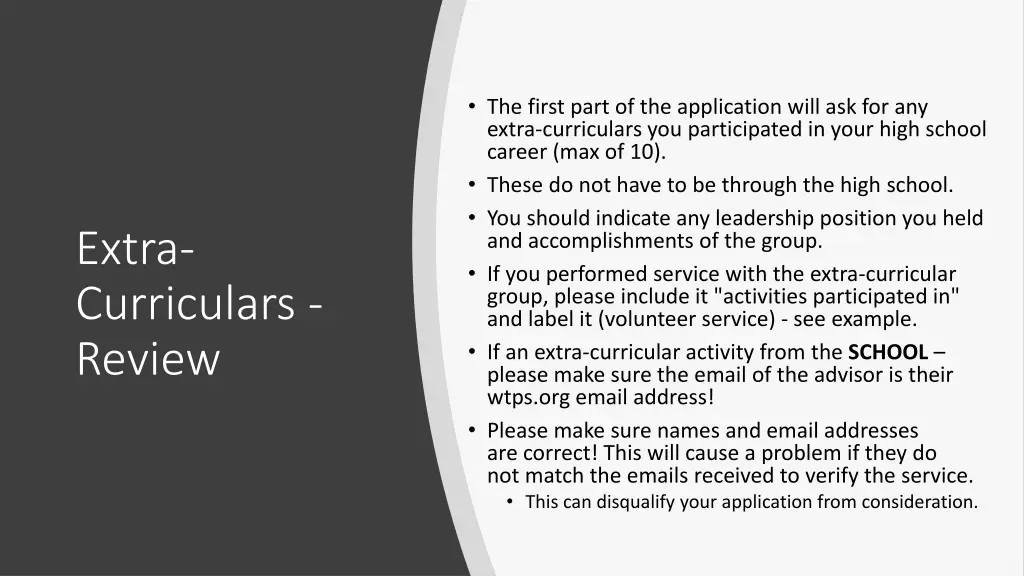 the first part of the application will