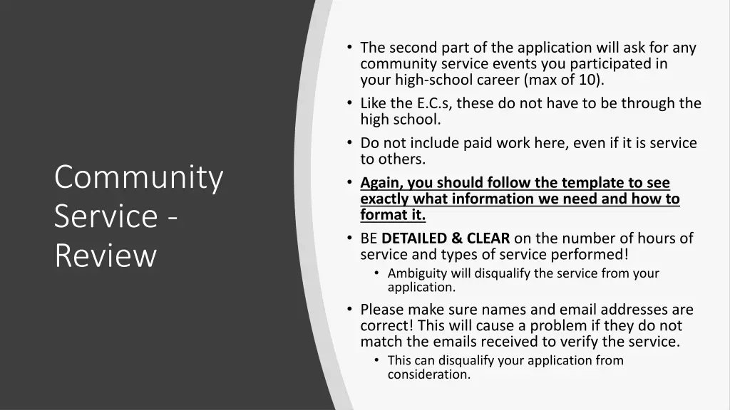 the second part of the application will